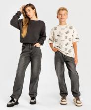 Джинсы для девочки Button Blue Джинсы Regular fit прямого кроя с эффектом варки серые от, 164, 224BBGJC6305