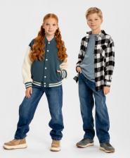 Джинсы для девочки Button Blue Джинсы утепленные прямые Regular fit с эффектом варки синие, 164, 224BBBJC6403