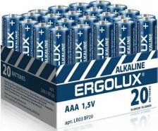Элемент питания Ergolux Батарейки AAA/LR 03 Alkaline BP-20 (LR 03 BP20, 1.5В)(20 шт в уп.)