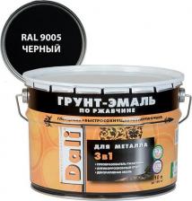 Эмаль Dali Грунт-эмаль по ржавчине 3 в 1, глянцевая, 10 л, черная