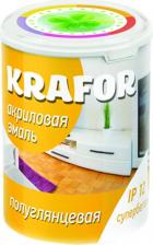 Эмаль Krafor Эмаль универсальная, акриловая, полуглянцевая, 3 кг, супербелая