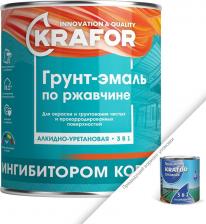 Эмаль Krafor Грунт-эмаль по ржавчине 3 в 1, алкидная, глянцевая, 5, 5 кг, голубая