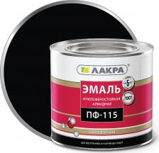 Эмаль Лакра Эмаль ПФ-115. Сверхпрочная, Быстросохнущая, Глянцевое покрытие, 1,9 кг, черная