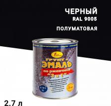 Эмаль Новбытхим Грунт-эмаль по ржавчине 3в1 черная RAL 9005 полуматовая 2,7 л