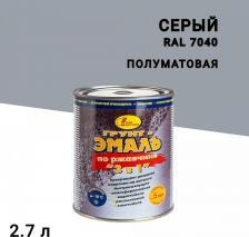 Эмаль Новбытхим Грунт-эмаль по ржавчине 3в1 серая RAL 7040 полуматовая 2,7 л