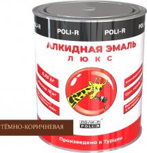 Эмаль POLI-R Эмаль темно-коричневая алкидная глянцевая 0,85 кг