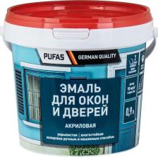 Эмаль Pufas Акриловая универсальная эмаль для окон и дверей Акриловая эмаль универсальная для окон и дверей полуглянцевая, мороз. 0,9л тов-217189