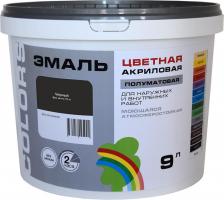 Эмаль Радуга Эмаль универсальная акриловая Colors черная полуматовая 9 л