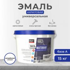 Эмаль VGT Эмаль универсальная ВД-АК-1179, матовая, база A, супербелая, 15 кг