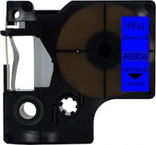 Этикетки Vell Лента VL-D-45806 черный текст на синем фоне, длина 7 метров, ширина 19 мм.Лента от фирмы отлично подойдут для маркировки товара. Ленты защищены