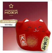 Фигурка Hatamoto Сувенир Манэки Кот 5см, ручная работа, красный, Japan, МК-06