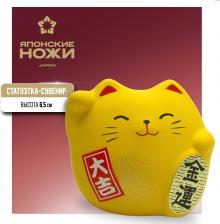 Фигурка Hatamoto Сувенир Манэки Кот 5см, ручная работа, желтый (made in Japan)