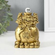 Фигурка Сима-Ленд Нэцкэ полистоун под бронзу "Две жабы на мешке с монетами" 7,2х6,2х12 см