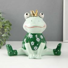 Фигурка Сима-Ленд Сувенир керамика "Лягушонок в футболке с ромашками, в короне" 24.3х13.2х21.8 см