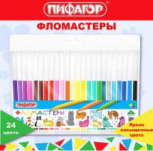 Фломастер Пифагор Фломастеры ВЕСЕЛЫЕ ПИТОМЦЫ 24 цвета
