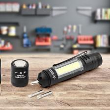 Фонарь Армия России MB-702 Светодиодный фонарь MB-702 Сапер ручной на батарейках набор отверток магнит клипса, цена за 1 шт