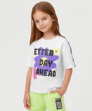 Футболка для девочки Button Blue Футболка детская 123BBGMC12310200 белый, 128