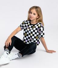 Футболка для девочки Button Blue Футболка детская 223BBGJC12030002, черно-белый, 152