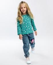Футболка для девочки Button Blue Футболка с длинным рукавом зеленая (98)