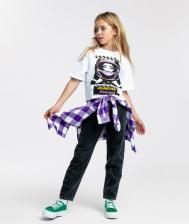 Футболка для девочки Button Blue Футболка с принтом белая (146)