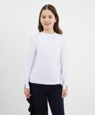Футболка для девочки Gulliver Лонгслив с отделкой стразами белый для девочки (128)