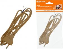 Готовый шнур с вилкой TDM Electric Шнур с плоской вилкой ШУ02 ШВВП 2х0,75мм2 1,7 м. бронза, цена за 1 шт