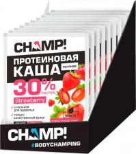Готовый завтрак Champ Каша протеиновая льняная ЛЕОВИТ | "Клубничная с коэнзимом Q10", шоубокс 10 штук по 40 г