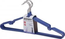 Плечики Brabix Вешалки-плечики, размер 48-50, КОМПЛЕКТ 10 шт., металл/ПВХ, перекладина, цвет синий, "Стандарт", 601166