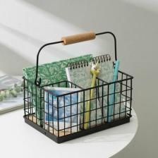 Корзина Доляна Корзина для хранения косметики, канцелярии, мелочей, органайзер с ручкой "Эстетика", 23,5x16x12 см