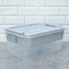 Ящик Полимербыт Ящик "Профи", с вкладышем, цвет: прозрачный, оранжевый, 15 л