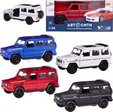 Автомобиль ABtoys Машинка металлическая АвтоСити 1:36 Внедорожник классический инерционный с открывающими передними дверцами 4 вида свет звук
