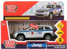 Автомобиль Технопарк Машина, Jeep grand cherokee полиция, 12 см, инерционная, металл, CHEROKEE-12SLPOL-SL, серебряная
