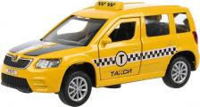 Общественный транспорт Технопарк Машина металлическая Skoda Yeti такси", 12 см, световые и звуковые эффекты, открываются двери и багажник, инерция