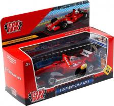 Автомобиль Технопарк Машина металлическая Суперкар Ф-1, длина 14 см, звук, инерция, красный
