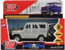Автомобиль Технопарк Машина металлическая UAZ HUNTER длина 12 см, двери, багажник, инерция, серебристый