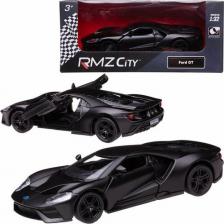 Автомобиль Uni-Fortune Машина металлическая RMZ City 1:32 "Ford GT 2019", черный матовый цвет, двери открываются