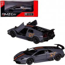 Автомобиль Uni-Fortune Машина металлическая RMZ City 1:32 "Lamborghini LP670-4 Murcielago", серый цвет, полоса, двери открываются