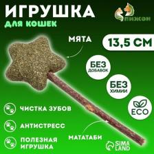 Игрушка для кошек Пижон Игрушка для кошек из кошачьей мяты "Звезда" на палочке из мататаби, 13,5 см 7883156