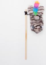 Игрушка для кошек Rurri Игрушка- дразнилка для кошек Кот, 13х8х7 см, длина палки 25 см, длина веревки 25 см