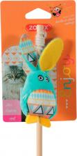 Игрушка для кошек Zolux Удочка-дразнилка для кошек кролик из капусты, с кошачьей мятой, бирюзовый