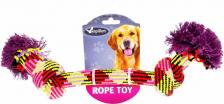 Игрушка для собак Papillon Игрушка для собак канат плетеный цветной с двумя узлами, 33 см