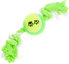 Игрушка для собак Petmax Игрушка для собак Мяч на веревке зелено-белая 28 см