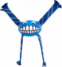 Игрушка для собак Rogz Жевательная игрушка для собак Flossy Grinz L с принтом "зубы" и пищалкой синяя, 24 см
