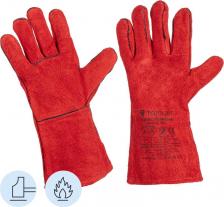 Инструмент: средства защиты TopFort Краги сварщика спилковые пятипалые красные