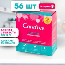 Прокладки Carefree Ежедневные прокладки СOTTON FEEL FRESH SCENT, женские гигиенические с ароматом свежести, дышащие, мягкие как хлопок, 56 штук, 1 упаковка