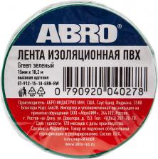 Изолента Abro Изолента ПВХ, зеленая, 15 мм х 18,2 м ET-912-15-18-GRN-RW