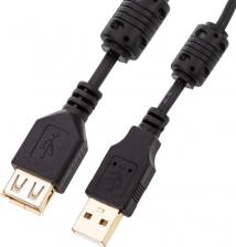 Кабель/переходник 5bites Кабель USB 2.0 AM-AF 5.0м ферритовые кольца черный UC5011-050A EXPRESS