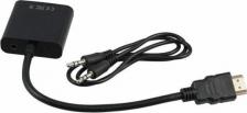 Кабель/переходник Bion Expert переходники Переходник с кабелем HDMI - VGA+Audio, 19M 15F + miniJack 3.5mm, длина кабеля 15см, черный BXP-A-HDMI-VGA-03