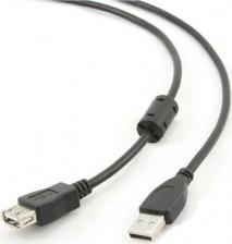 Кабель/переходник Bion Кабель удлинительный USB 2.0 A-A, позолоченные контакты, ферритовые кольца, 1.8м, черный [BXP-CCF-USB2-AMAF-018]
