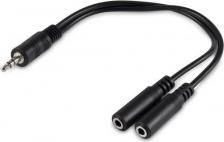 Кабель/переходник Buro Адаптер аудио BU-2XJACK-JACK, 2xJack 3.5 (f) - Jack 3.5 (m), 0.2м, черный